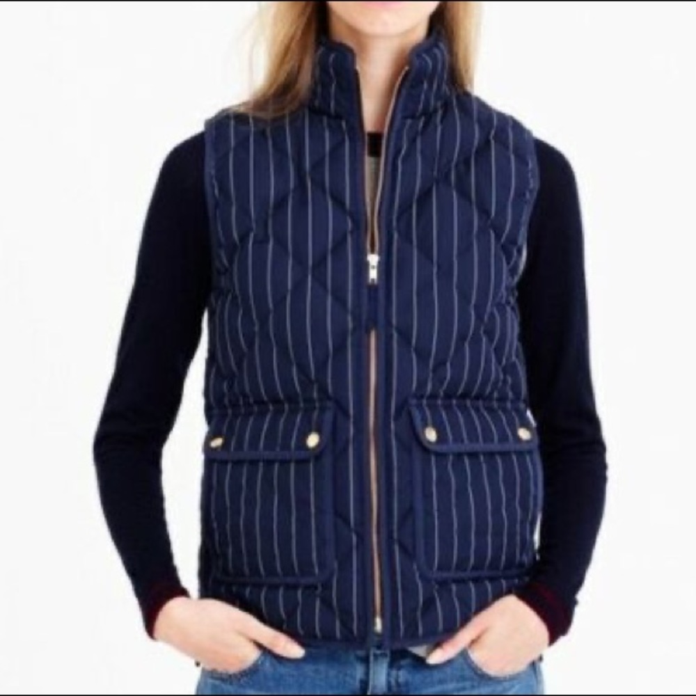 J. Crew Pinstripe Navy Excursion Quilted Vest XS